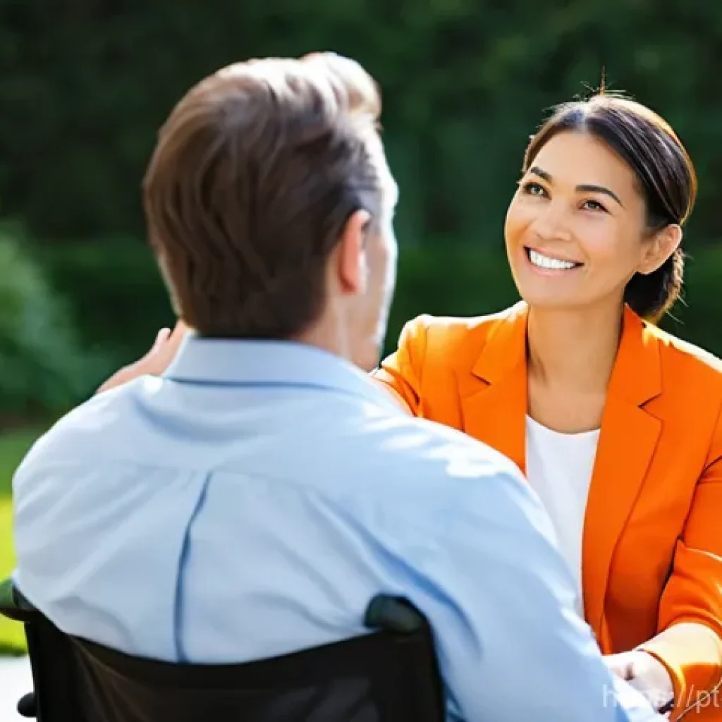 장애인재활상담사 직무 적성 검사 - **Prompt 1: The Guiding Light of Rehabilitation**
    "A warm, medium shot of a compassionate rehabi...