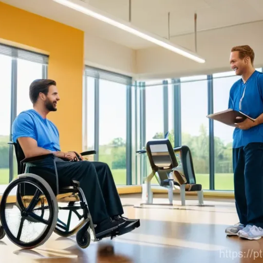 장애인재활상담사 직무별 역량 평가 - **Prompt:** "A heartwarming and inspiring scene depicting a rehabilitation counselor, a compassionat...