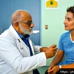 장애인재활상담사 직업윤리 교육 - A compassionate rehabilitation consultant attentively listening to a middle-aged Brazilian patient i...