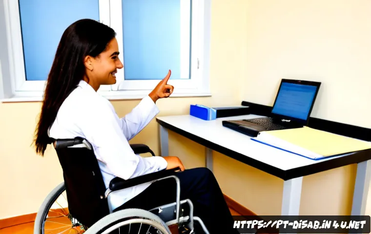 Home 17 장애인재활상담사 직무별 세부 업무 - Photorealistic vocational rehabilitation counselor in a bright accessible community employment cente...